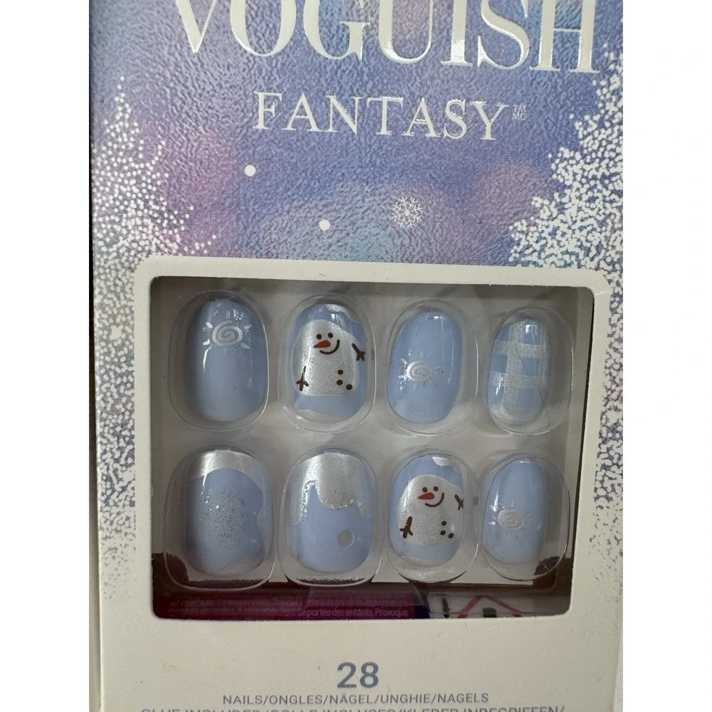 KISS Voguish Press on Nails, Holiday Snowman Christmas TWO Sets!